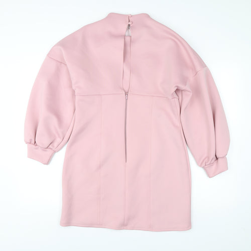 River Island Women’s Pink Shift Dress Size 14 Long Sleeve Party