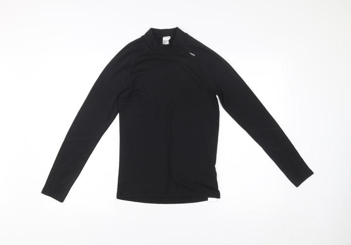 Decathlon Women Black XS Long Sleeve Mock Neck Sports Top