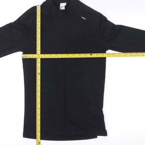 Decathlon Women Black XS Long Sleeve Mock Neck Sports Top