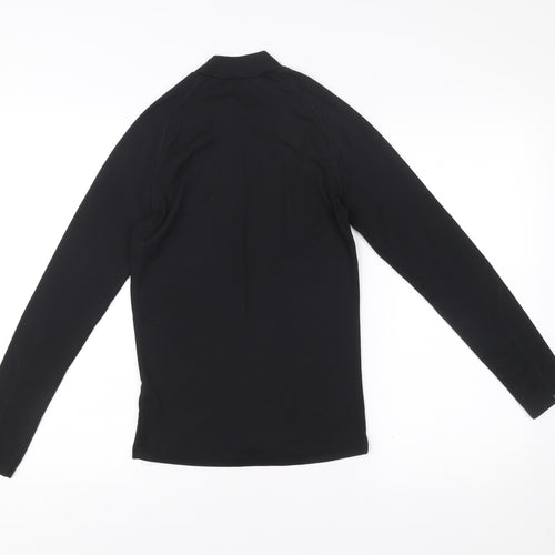 Decathlon Women Black XS Long Sleeve Mock Neck Sports Top
