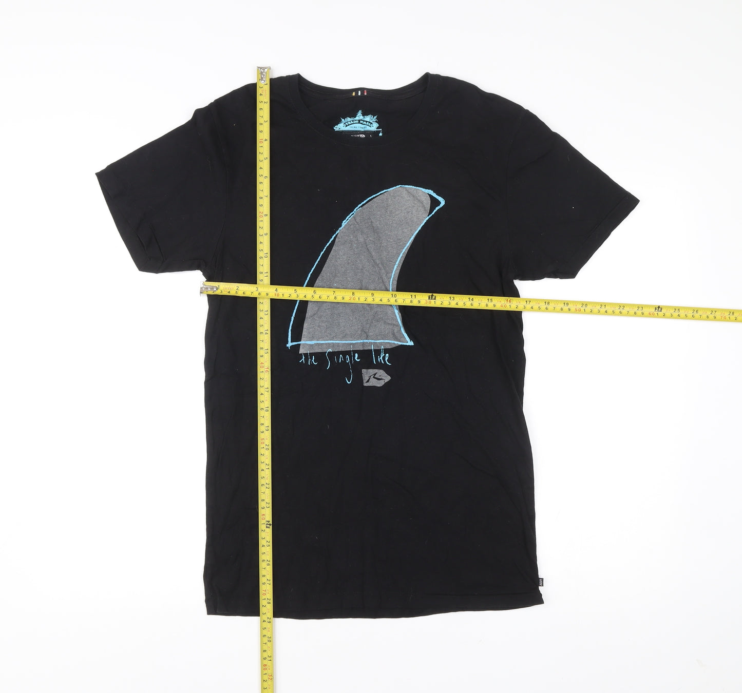 Rusty Mens Black Small Graphic Surf T-Shirt Short Sleeve Crew Cotton