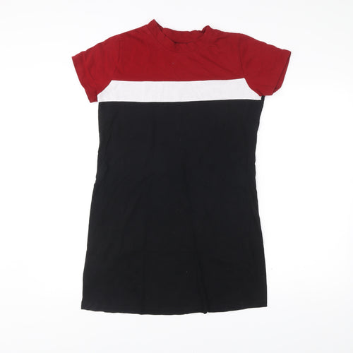 RIGO Men’s Red Black White Colourblock Cotton T-Shirt Size L