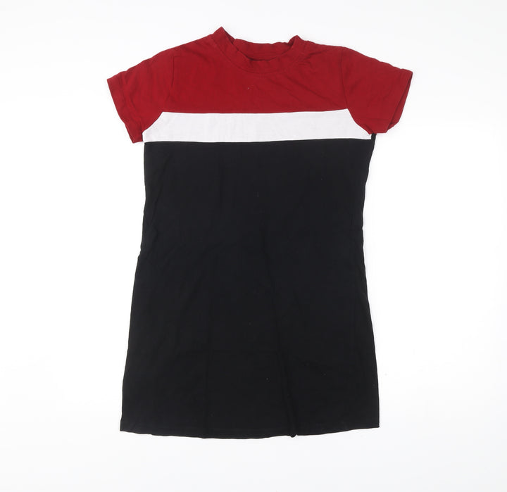 RIGO Men’s Red Black White Colourblock Cotton T-Shirt Size L