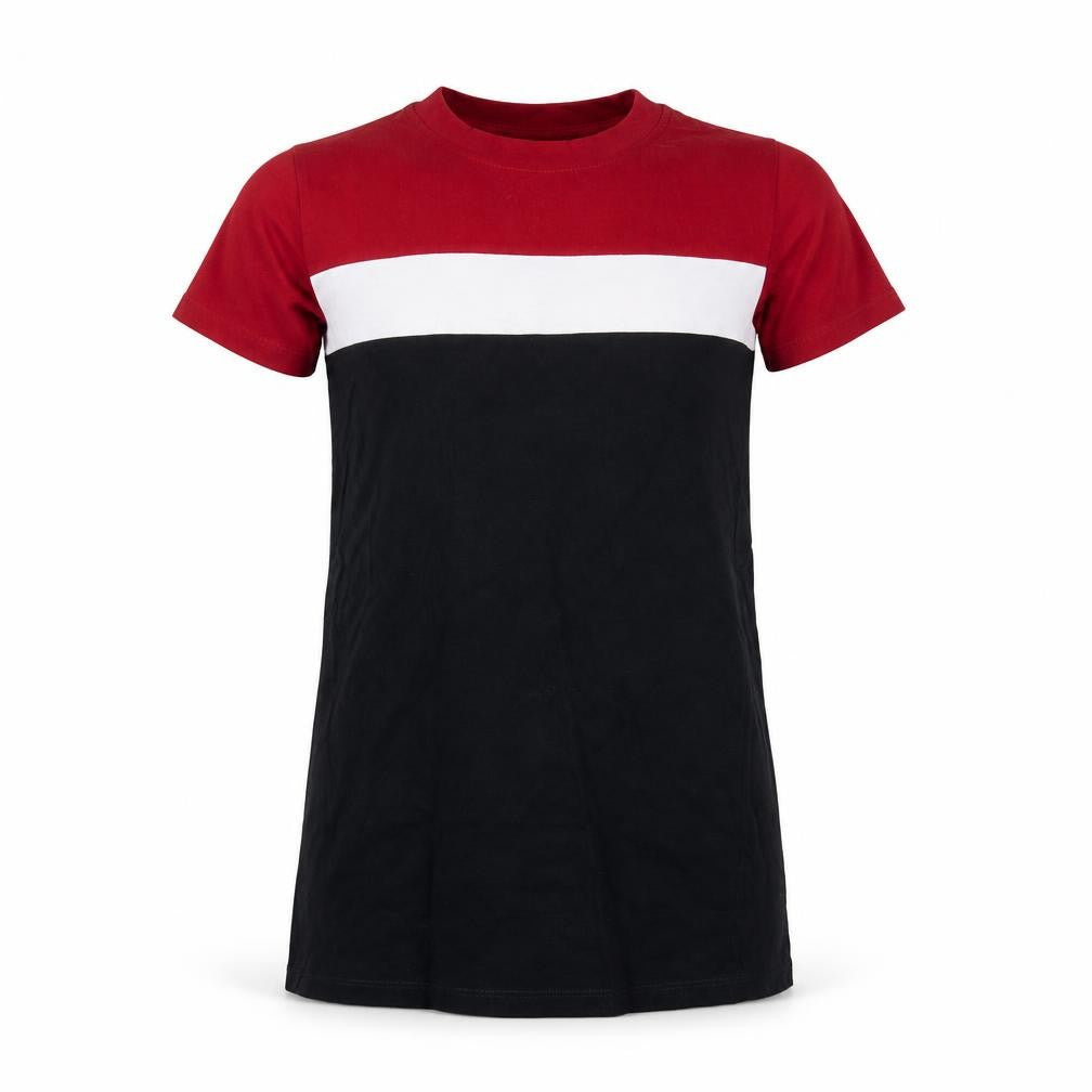 RIGO Men’s Red Black White Colourblock Cotton T-Shirt Size L