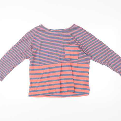 White Stuff Womens Blue Pink Striped Cotton 3/4 Sleeve T-Shirt UK 10