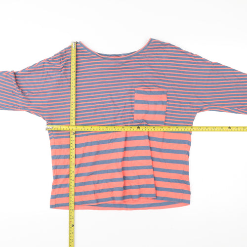 White Stuff Womens Blue Pink Striped Cotton 3/4 Sleeve T-Shirt UK 10