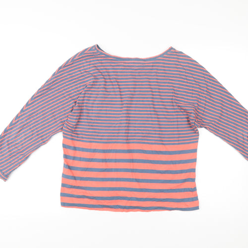 White Stuff Womens Blue Pink Striped Cotton 3/4 Sleeve T-Shirt UK 10