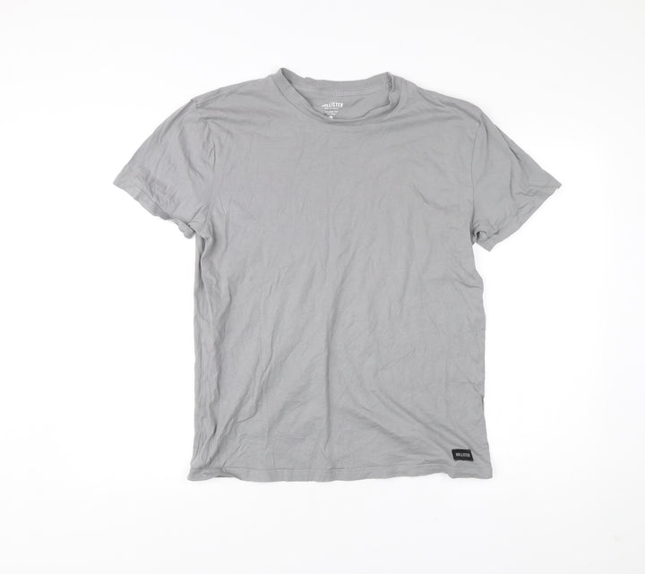 Hollister Men’s Grey Relaxed Fit Crew Neck Cotton T-Shirt Size S