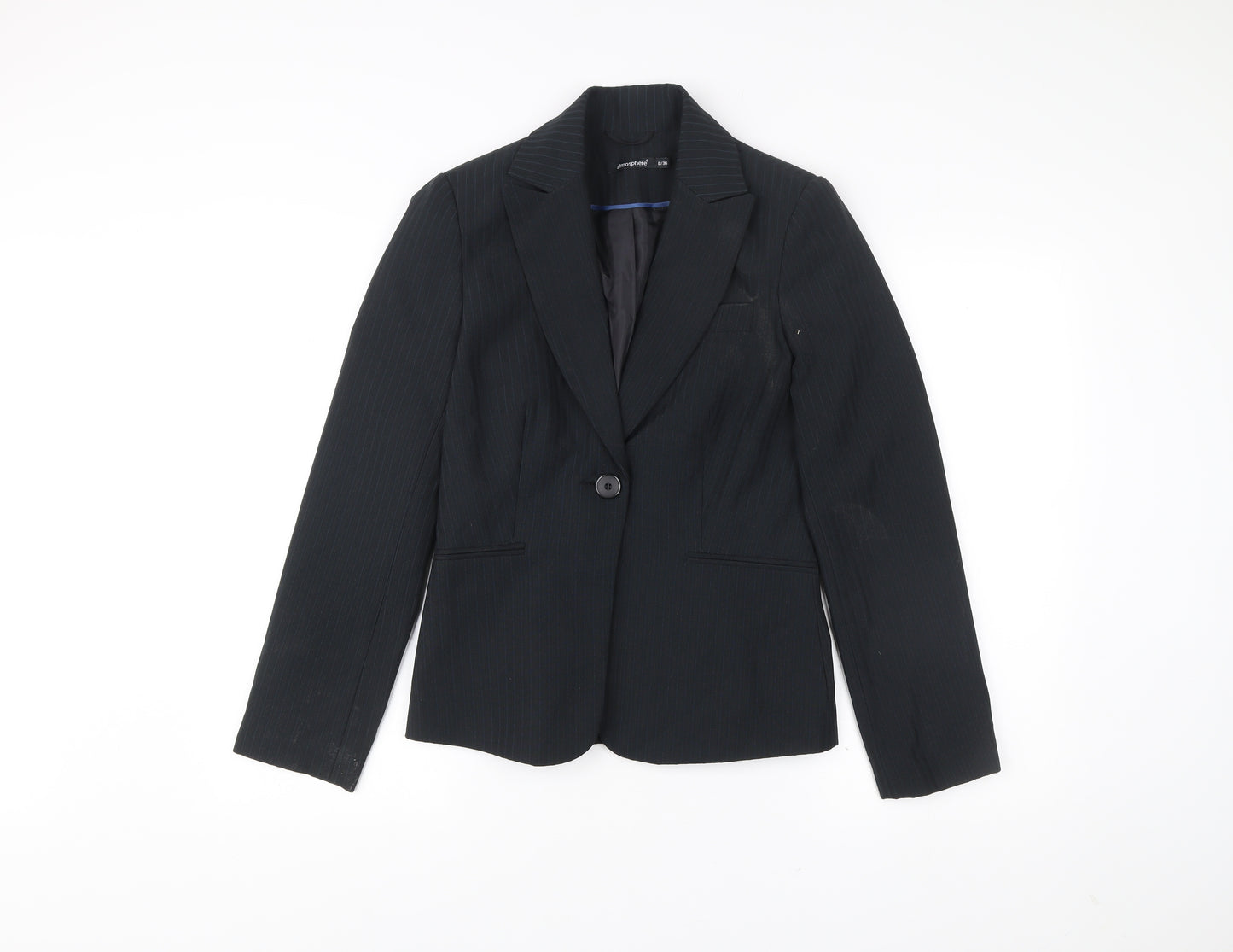 Atmosphere Womens Black Pinstripe Blazer Size 8 Regular Fit Jacket