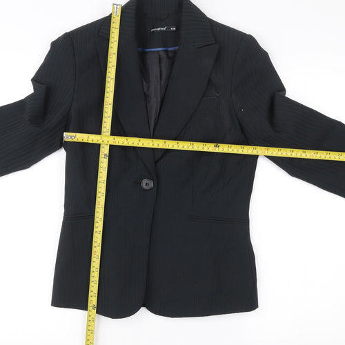 Atmosphere Womens Black Pinstripe Blazer Size 8 Regular Fit Jacket