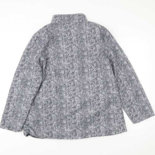 Anne De Lancay Womens Grey Herringbone Coat Size M Buttoned Overcoat