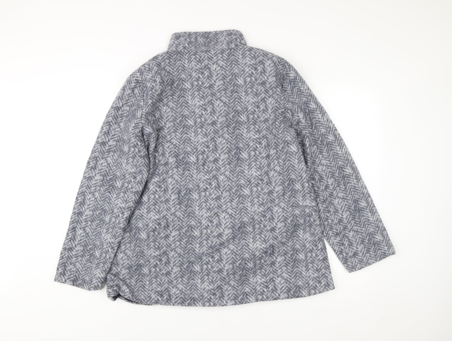 Anne De Lancay Womens Grey Herringbone Coat Size M Buttoned Overcoat
