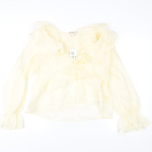 Marks and Spencer Women’s Ivory Ruffle Off Shoulder Wrap Blouse Size 12