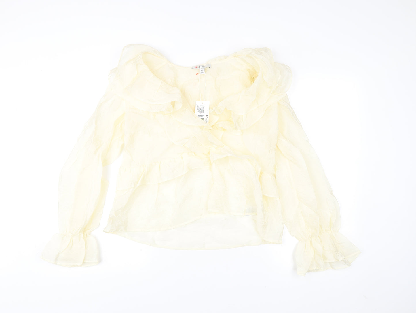 Marks and Spencer Women’s Ivory Ruffle Off Shoulder Wrap Blouse Size 12