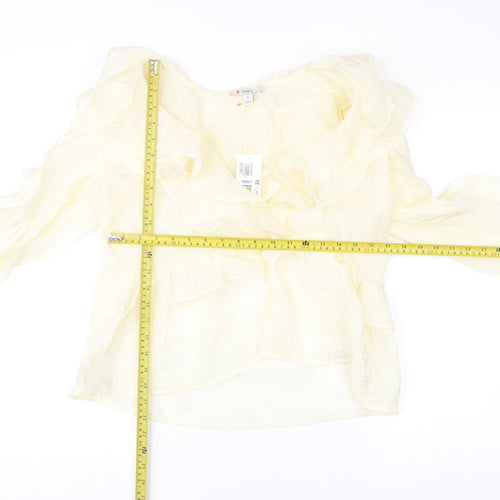 Marks and Spencer Women’s Ivory Ruffle Off Shoulder Wrap Blouse Size 12