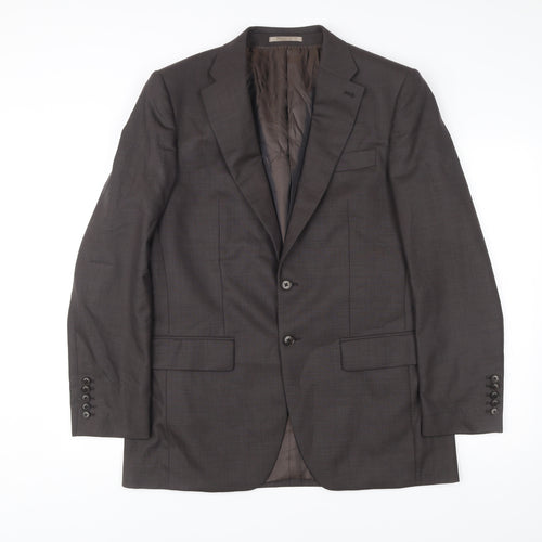 Next Luxury Men's Brown Wool Suit Jacket 40R Regular Fit Notch Lapel