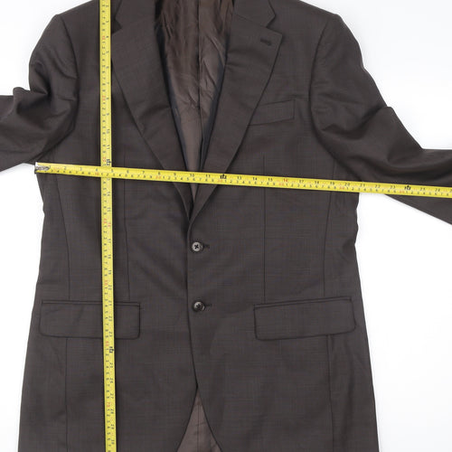 Next Luxury Men's Brown Wool Suit Jacket 40R Regular Fit Notch Lapel
