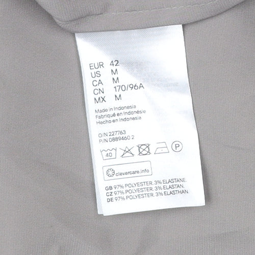 H&M Women’s Grey Button-Up Shirt Size 14 Long Sleeve Polyester
