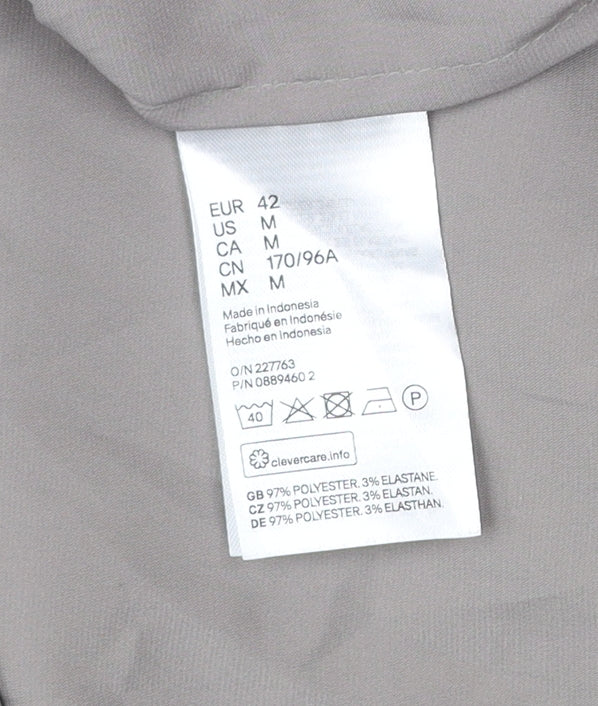 H&M Women’s Grey Button-Up Shirt Size 14 Long Sleeve Polyester