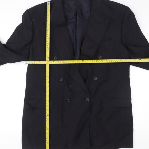Marks and Spencer Men's Navy Blue 46L Double-Breasted Wool Blend Blazer