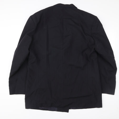 Marks and Spencer Men's Navy Blue 46L Double-Breasted Wool Blend Blazer