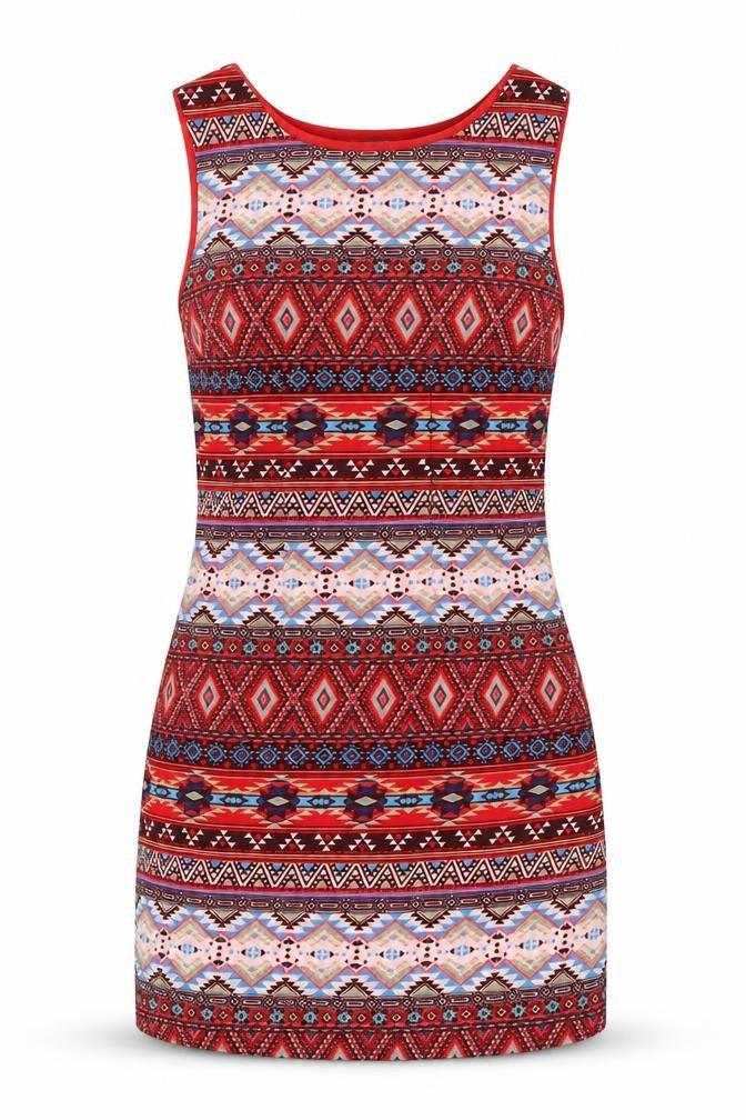 Front view of Pinky women’s multicoloured m bodycon sleeveless short dress