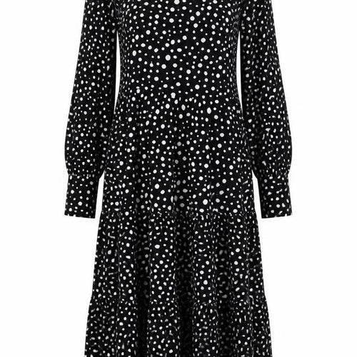 Oasis Womens Black Polka Dot A-Line Knee Length Dress Size 12