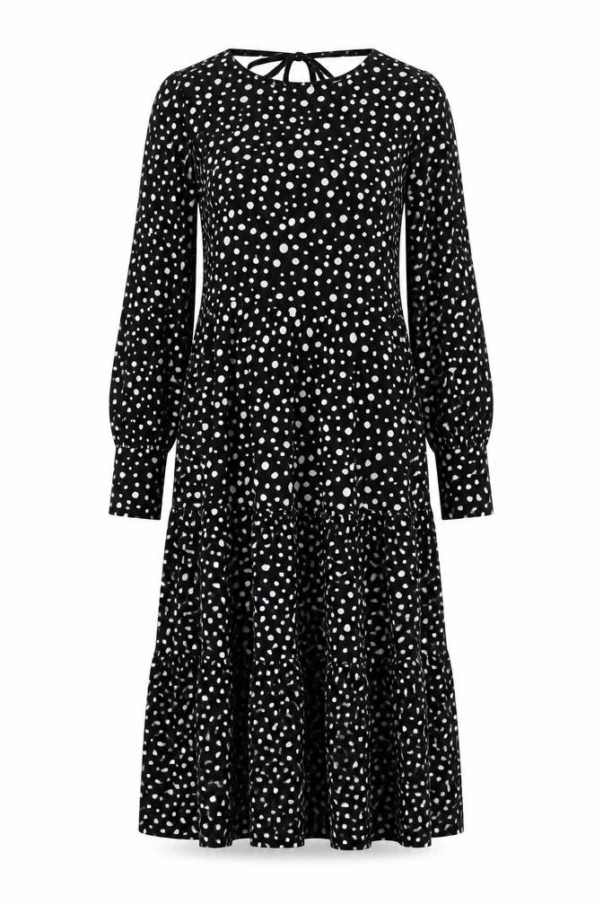 Oasis Womens Black Polka Dot A-Line Knee Length Dress Size 12