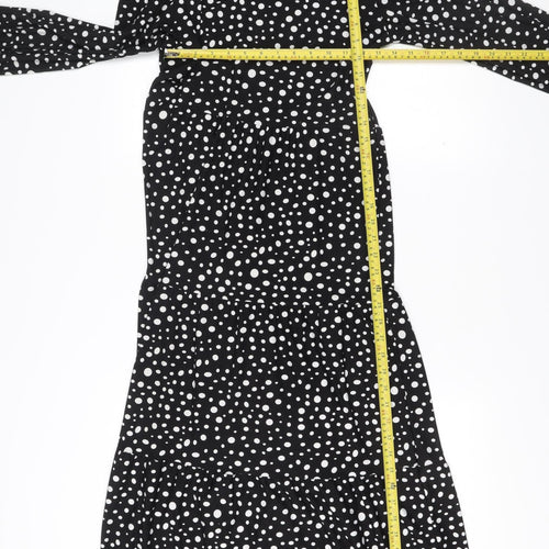Oasis Womens Black Polka Dot A-Line Knee Length Dress Size 12