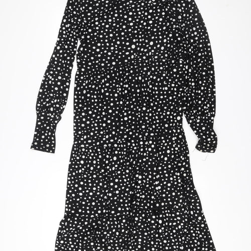 Oasis Womens Black Polka Dot A-Line Knee Length Dress Size 12