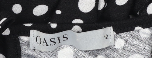 Oasis Womens Black Polka Dot A-Line Knee Length Dress Size 12