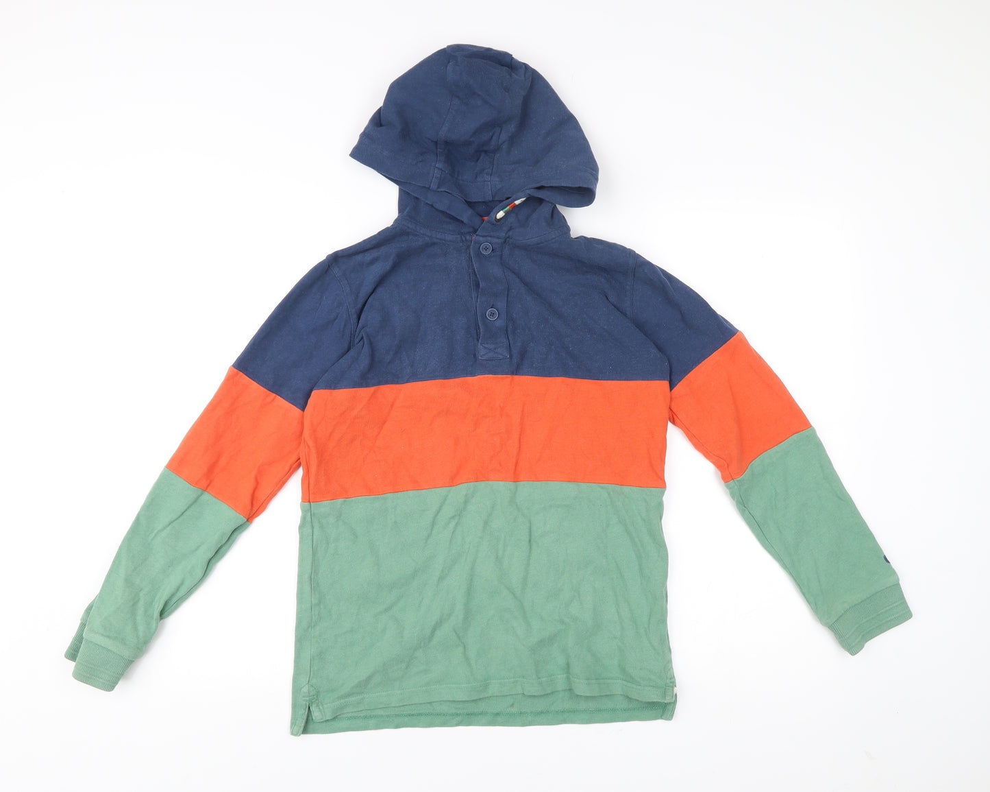 FatFace Boys Blue Green Orange Henley Hoodie 12-13 Years Colourblock Cotton