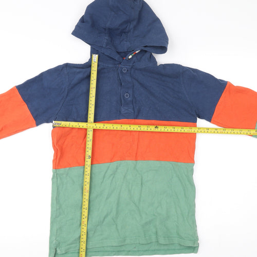 FatFace Boys Blue Green Orange Henley Hoodie 12-13 Years Colourblock Cotton