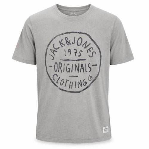 Jack & Jones Men’s Grey Graphic Print T-Shirt Size L Crew Neck