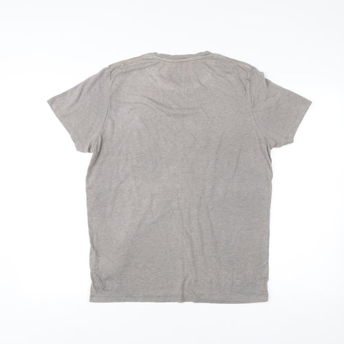 Jack & Jones Men’s Grey Graphic Print T-Shirt Size L Crew Neck