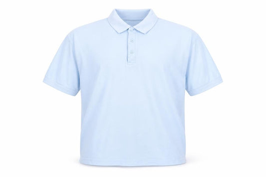 Front view of Dino Bazzi Men’s Blue Polo Shirt M Short Sleeve Collared Casual