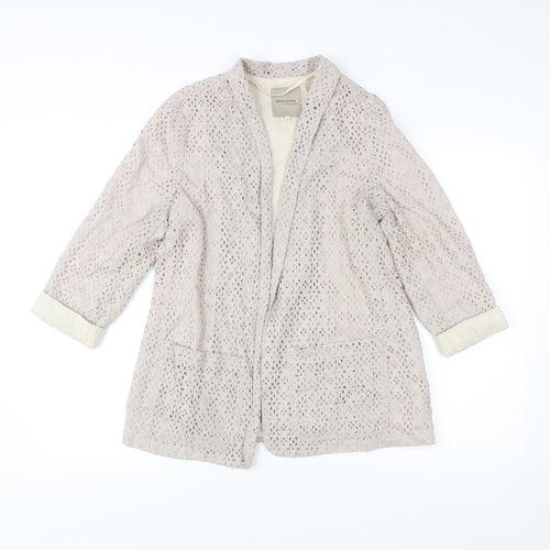 River Island Women’s Beige Lace Cotton Coatigan Size 10