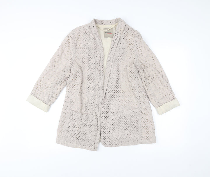 River Island Women’s Beige Lace Cotton Coatigan Size 10