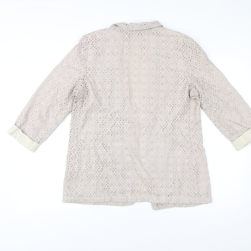 River Island Women’s Beige Lace Cotton Coatigan Size 10