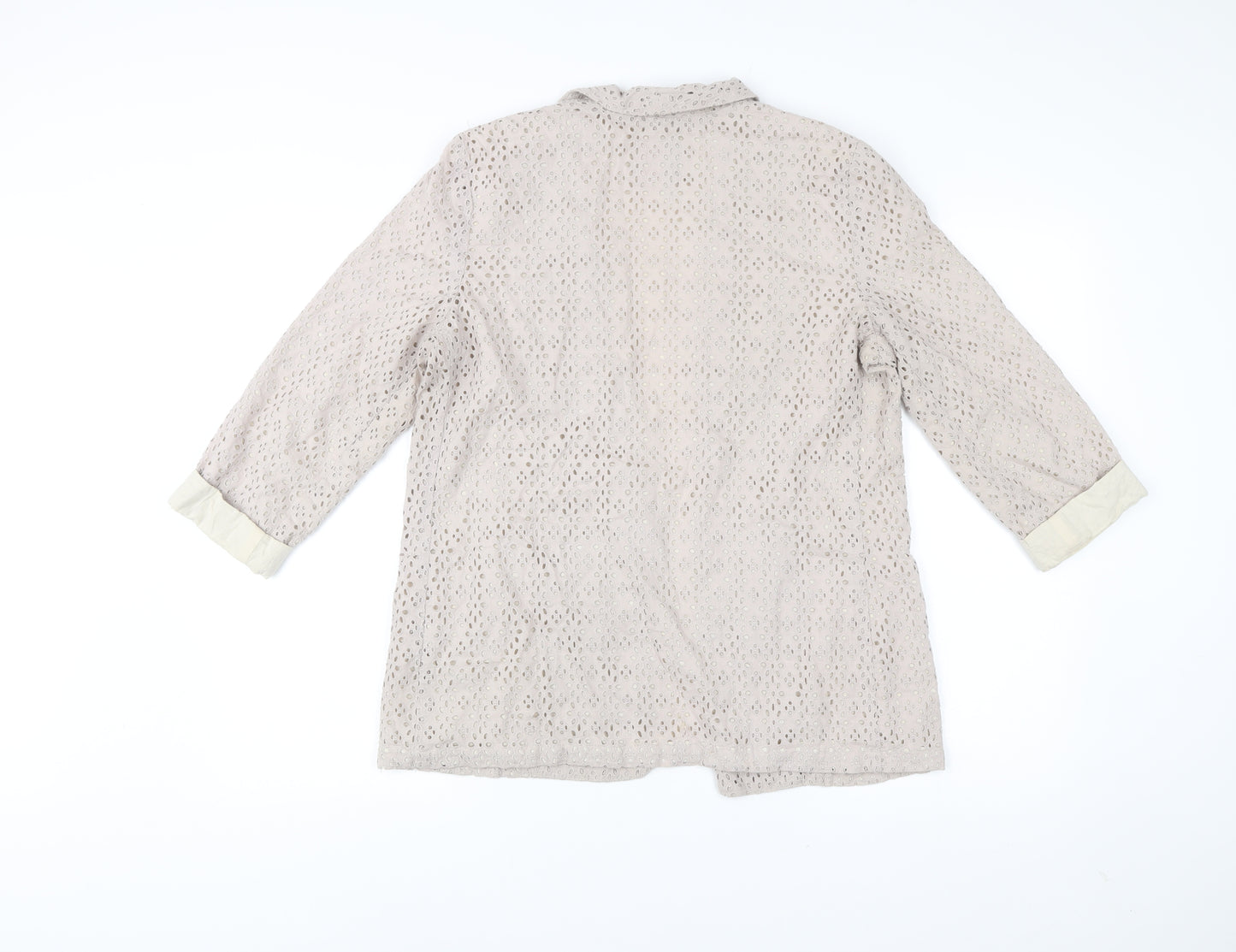 River Island Women’s Beige Lace Cotton Coatigan Size 10