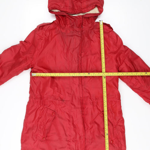 Cotton Traders Womens Red Size 12 Polyester Hooded Parka Coat