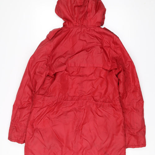 Cotton Traders Womens Red Size 12 Polyester Hooded Parka Coat
