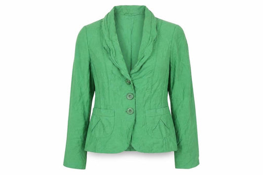 Front view of Gerry Weber Women’s Green Blazer Jacket, size UK 10, Smart Workwear