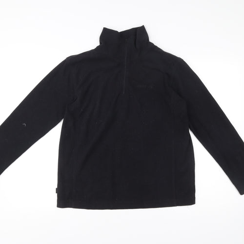Campri Womens Black Fleece Sweatshirt Size 12 High Neck 1/4 Zip