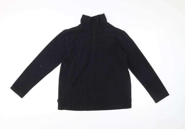 Campri Womens Black Fleece Sweatshirt Size 12 High Neck 1/4 Zip