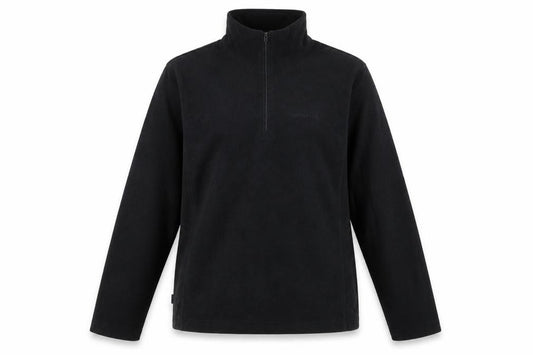 Front view of Campri women’s black fleece sweatshirt, size UK 12, high neck 1/4 zip