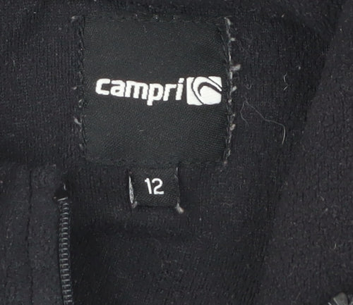Campri Womens Black Fleece Sweatshirt Size 12 High Neck 1/4 Zip