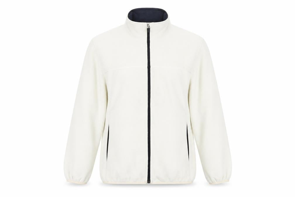 Front view of Lands' End Women Ivory Fleece Full Zip Jacket, size 16, Regular