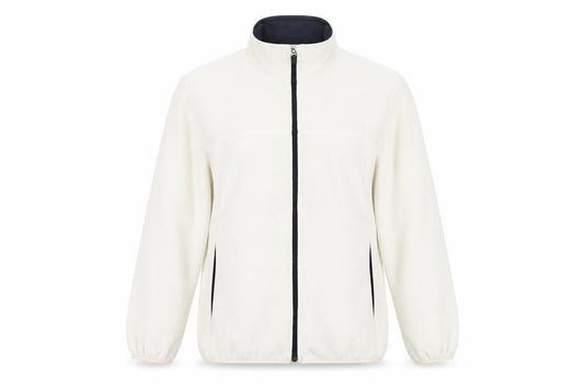 Front view of Lands' End Women Ivory Fleece Full Zip Jacket, size 16, Regular