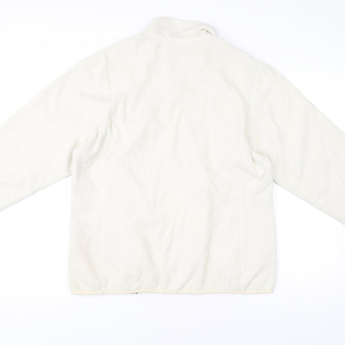 Lands' End Women Ivory Fleece Full Zip Jacket Size 16 Regular